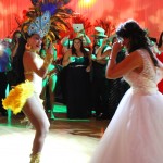 Dancer entertaining bride